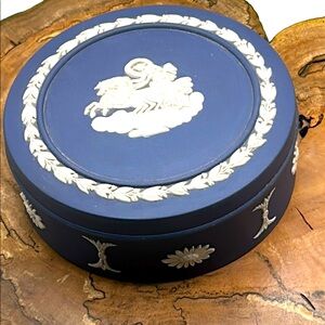 Wedgewood Rare Portland Blue Trinket Box Highly Collectible Made in England